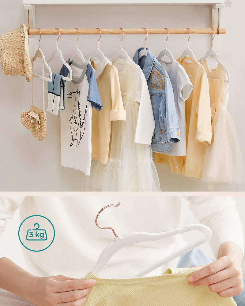 Set of 50 White Childrens Clothes Hangers Space Saving and Durable by Songmics