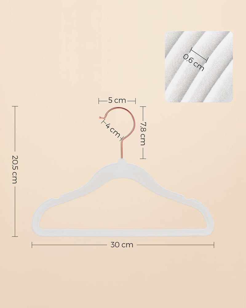 Set of 50 White Childrens Clothes Hangers Space Saving and Durable by Songmics