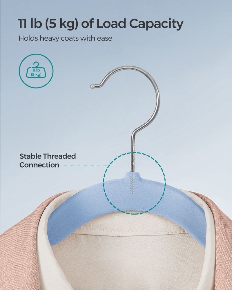 50 Pack Pale Blue Velvet Hangers Non Slip Space Saving Clothes Hangers by Songmics