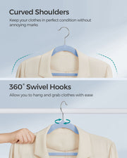 50 Pack Pale Blue Velvet Hangers Non Slip Space Saving Clothes Hangers by Songmics