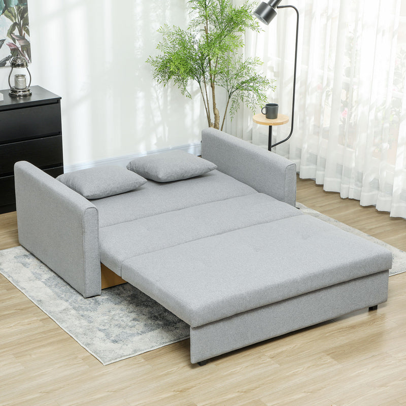 Light Grey 2 Seater Sofa Bed with Cushions and Hidden Storage for Living Room by HOMCOM