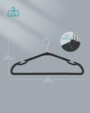 Pack of 50 Black Plastic Clothes Hangers with Shoulder Notches for Wardrobes by Songmics