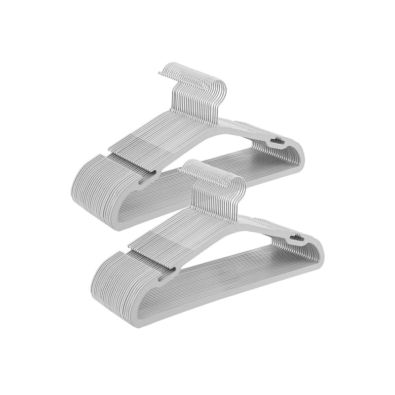 Pack of 50 Dove Grey Plastic Clothes Hangers with Shoulder Notches by Songmics