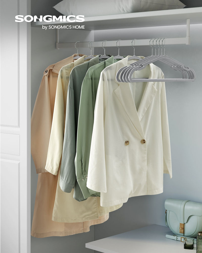 Pack of 50 Dove Grey Plastic Clothes Hangers with Shoulder Notches by Songmics