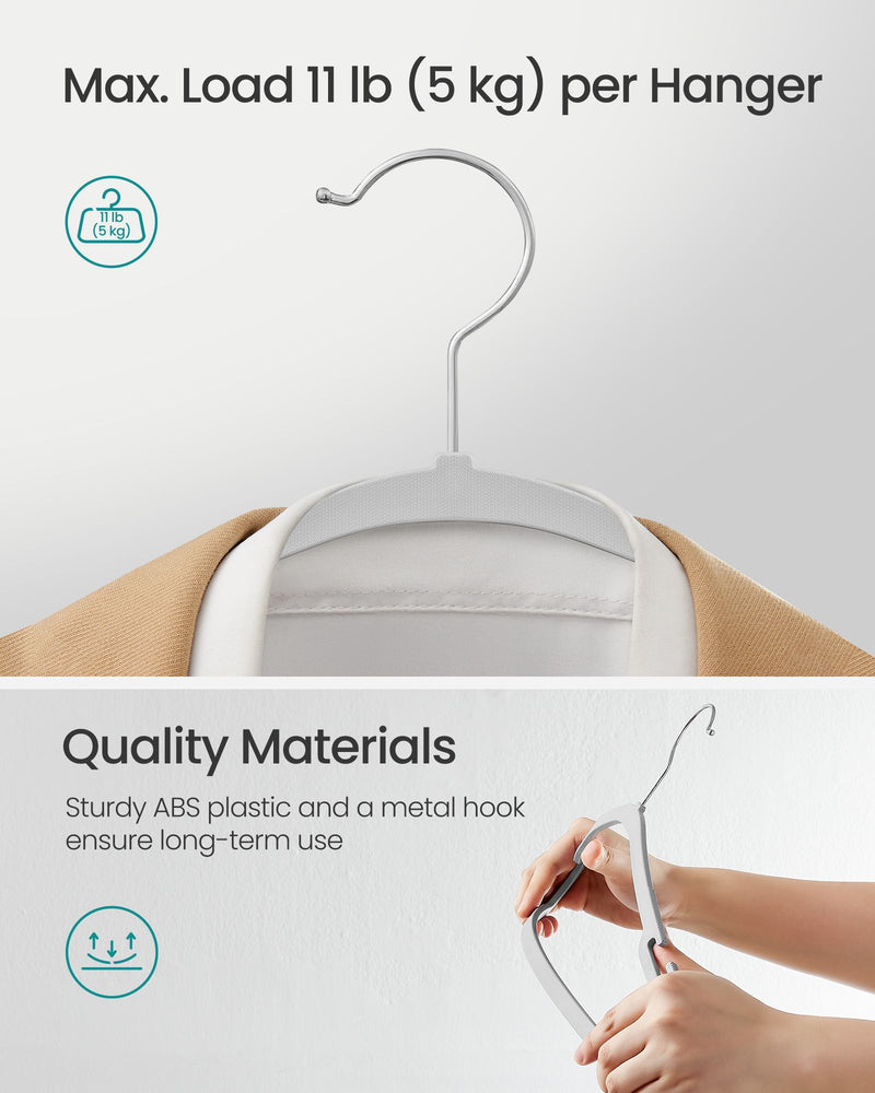 Pack of 50 Dove Grey Plastic Clothes Hangers with Shoulder Notches by Songmics