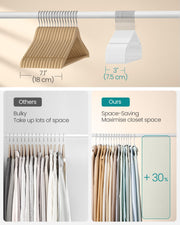 Pack of 50 White Plastic Clothes Hangers with Shoulder Notches for Wardrobes by Songmics