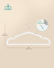 Pack of 50 White Plastic Clothes Hangers with Shoulder Notches for Wardrobes by Songmics