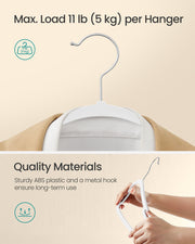 Pack of 50 White Plastic Clothes Hangers with Shoulder Notches for Wardrobes by Songmics
