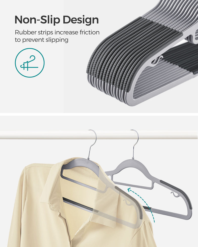 Heavy Duty Plastic Clothes Hangers Non Slip Space Saving Design for Wardrobes by Songmics