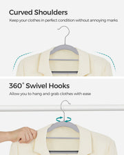 Heavy Duty Plastic Clothes Hangers Non Slip Space Saving Design for Wardrobes by Songmics