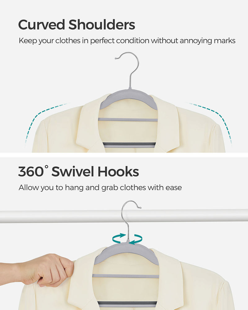Heavy Duty Plastic Clothes Hangers Non Slip Space Saving Design for Wardrobes by Songmics