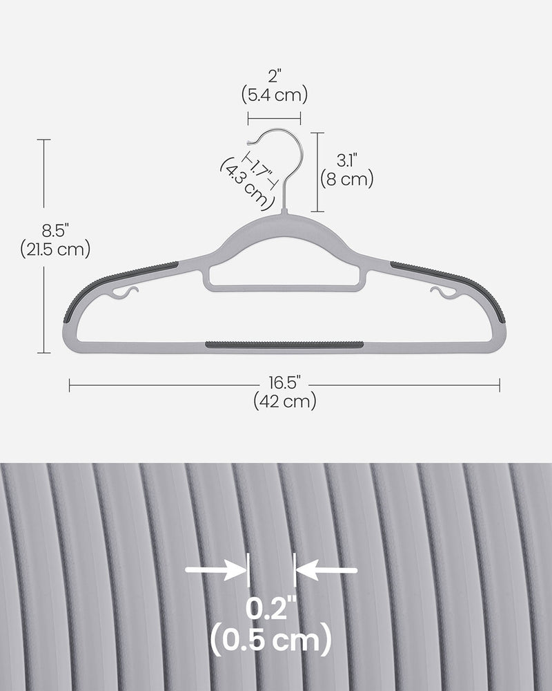Heavy Duty Plastic Clothes Hangers Non Slip Space Saving Design for Wardrobes by Songmics