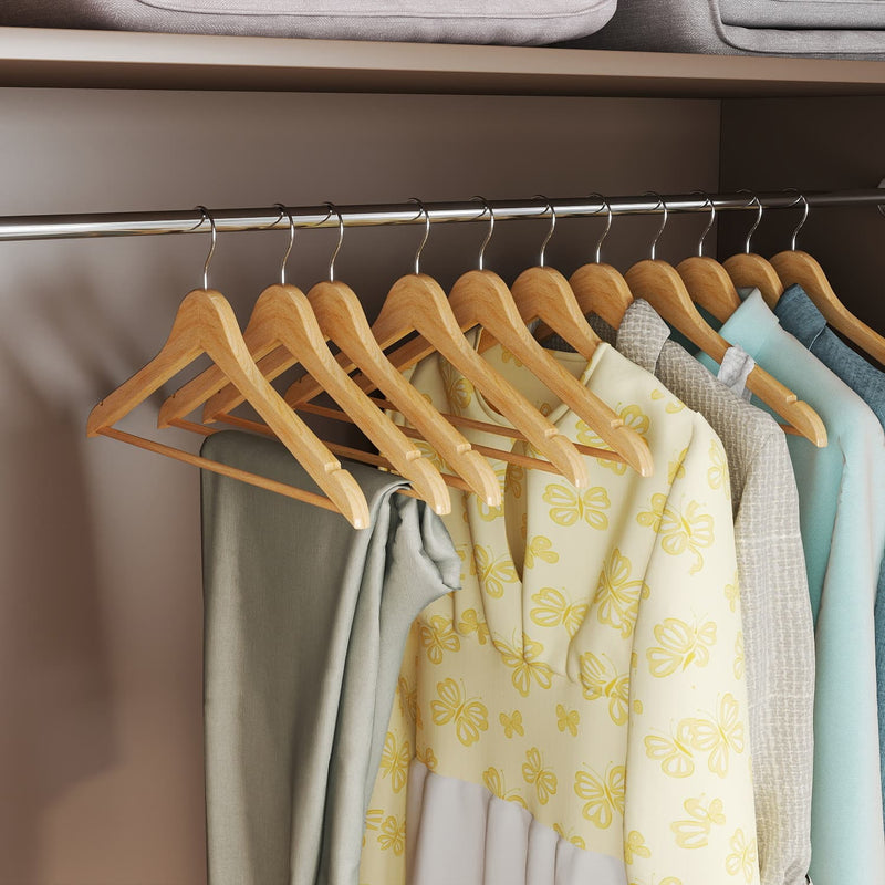 Set of 20 Wooden Coat Hangers Solid Wood for Suits Shirts and Jackets by Songmics