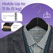 Set of 20 Solid Wood Clothes Hangers with Shoulder Grooves for Coats and Shirts by Songmics