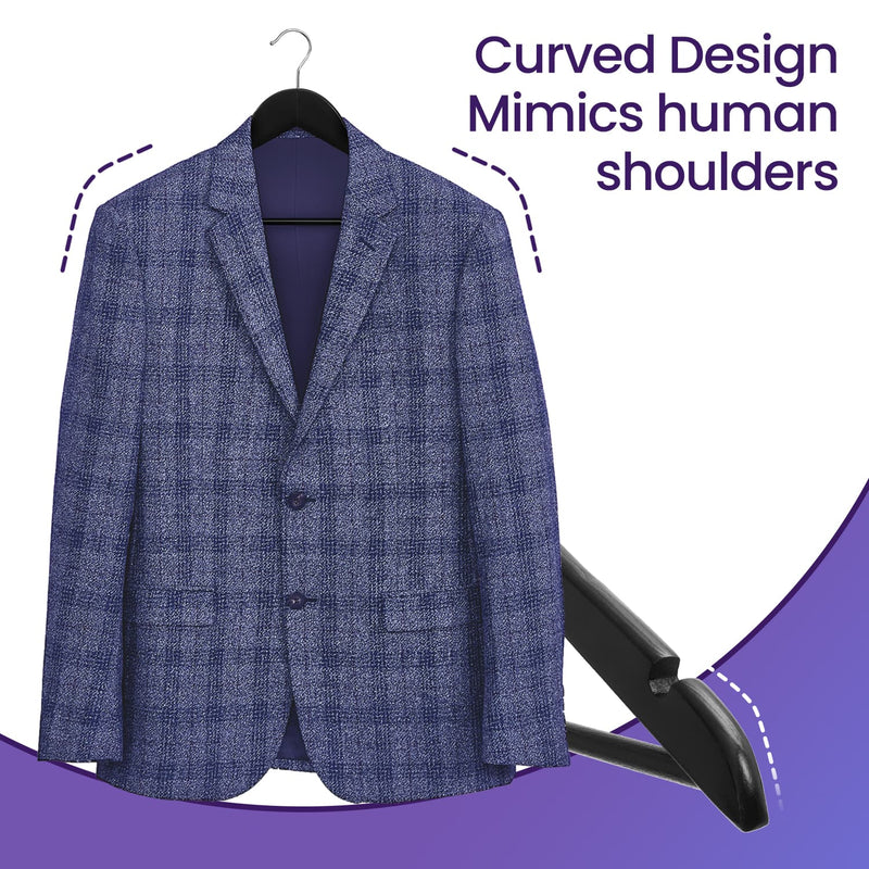 Set of 20 Solid Wood Clothes Hangers with Shoulder Grooves for Coats and Shirts by Songmics