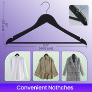Set of 20 Solid Wood Clothes Hangers with Shoulder Grooves for Coats and Shirts by Songmics