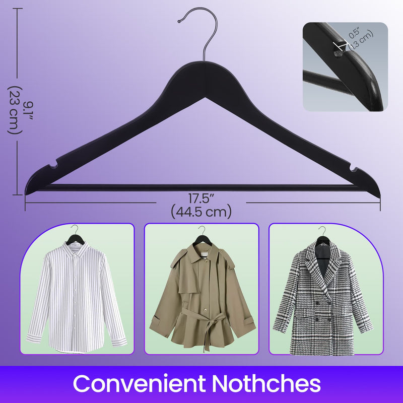 Set of 20 Solid Wood Clothes Hangers with Shoulder Grooves for Coats and Shirts by Songmics