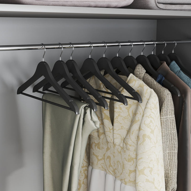Set of 20 Solid Wood Clothes Hangers with Shoulder Grooves for Coats and Shirts by Songmics
