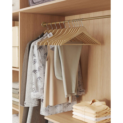 Natural Wooden Hangers Pack of 20 with Trouser Bar and 360 Degree Swivel Hooks by Songmics