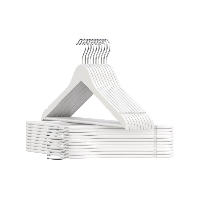 Cloud White Wooden Hangers Pack of 20 with Trousers Bar and 360 Degree Swivel Hooks by Songmics