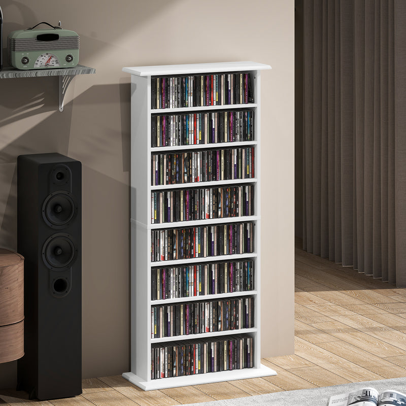 White Media Storage Cabinet Holds 360 CDs 185 DVDs or Blu-rays by Homcom