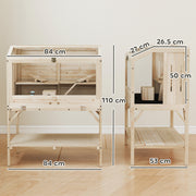 2 Tier Wooden Hamster Cage With Shelves and Easy Access Top for Small Pets Natural AOSOM