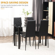 Space Saving 5 Piece Dining Table Set for 4 with Steel Frame Ideal for Small Kitchens Black