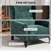 Reclining Vintage Armchair with Footrest Ideal for Relaxing in Lounge or Study Dark Green