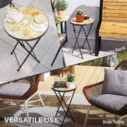 Folding Mosaic Garden Table for Drinks and Plants Space Saving Outdoor Use Yellow Orange Outsunny