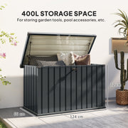 400L Galvanised Steel Garden Storage Box Weather Resistant by Outsunny