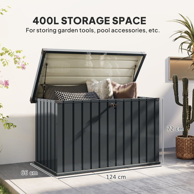 400L Galvanised Steel Garden Storage Box Weather Resistant by Outsunny
