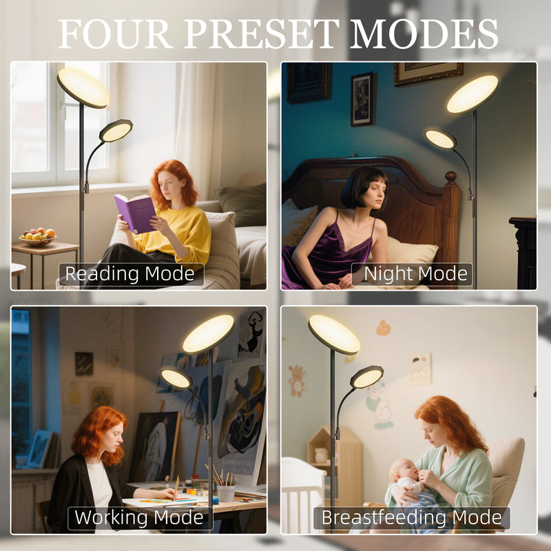 Black Mother and Child Floor Lamp With Remote Control And Adjustable Brightness Settings AOSOM