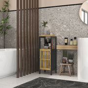 Freestanding Bathroom Storage Unit with Cupboard Ideal for Towels and Toiletries, Black