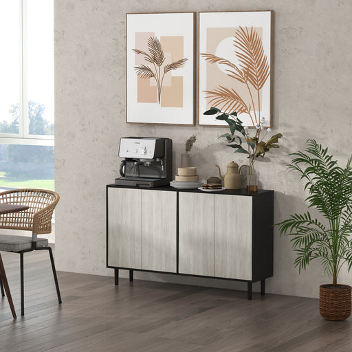 Kitchen Sideboard Storage Cabinet With Adjustable Shelves Ideal for Living Room, Black