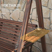 Three Seater Wooden Garden Swing Bench Sturdy Outdoor Seat by Outsunny