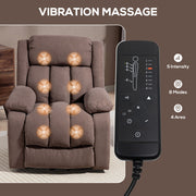 Electric Recliner Chair with Eight Point Massage and Lift Function for Elderly, Dark Brown