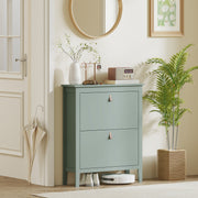 Green Modern Shoe Cabinet with Two Drawers for Hallway Storage
