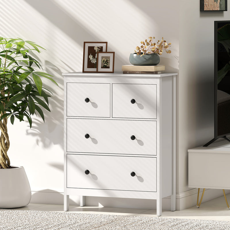 Chest of Drawers for Clothes and Bedding Storage with Smooth Quiet Drawers White AOSOM