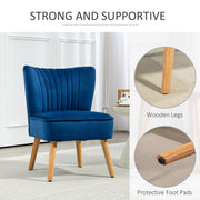 Dark Blue Fabric Accent Chair with Rubber Wood Legs and Thick Padding by HOMCOM