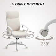 Cream High Back Fabric Office Chair With Padded Seat For Home Or Work Comfort