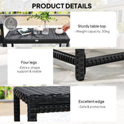 Outdoor Rattan Side Table with Spacious Top for Drinks and Snacks Black Outsunny