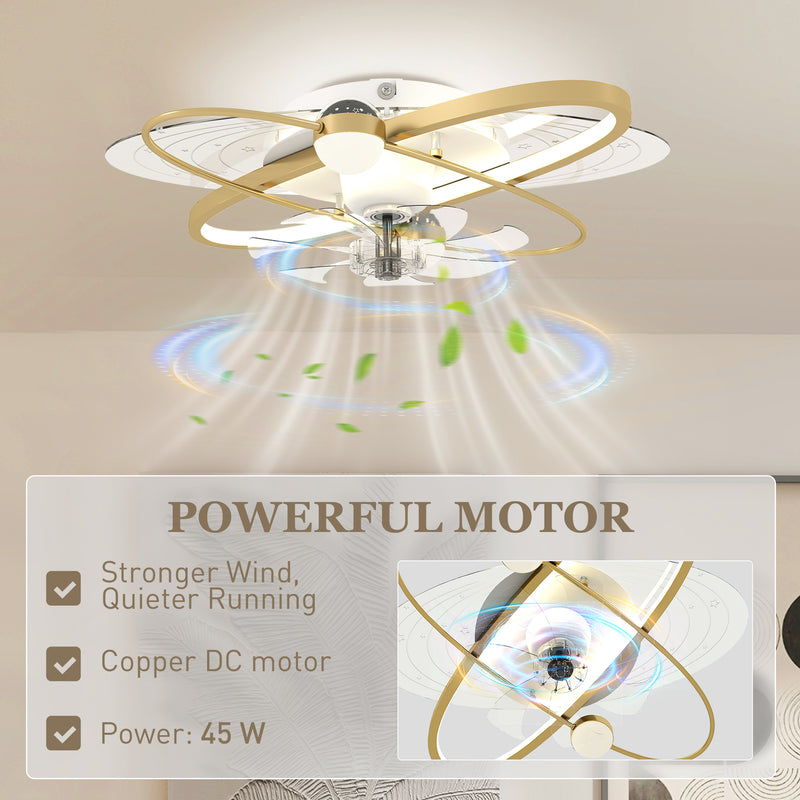 Ceiling Fan with Light and Starry Sky Effect for Year Round Comfort and Easy Control White AOSOM
