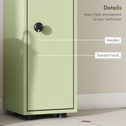 Green Slim Tall Bathroom Storage Cabinet with Drawer Shelves and Cupboards for Small Spaces