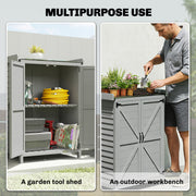 Potting Station with Storage Cabinet & Galvanised Steel Top for Organising Garden Tools and Supplies, Grey Outsunny