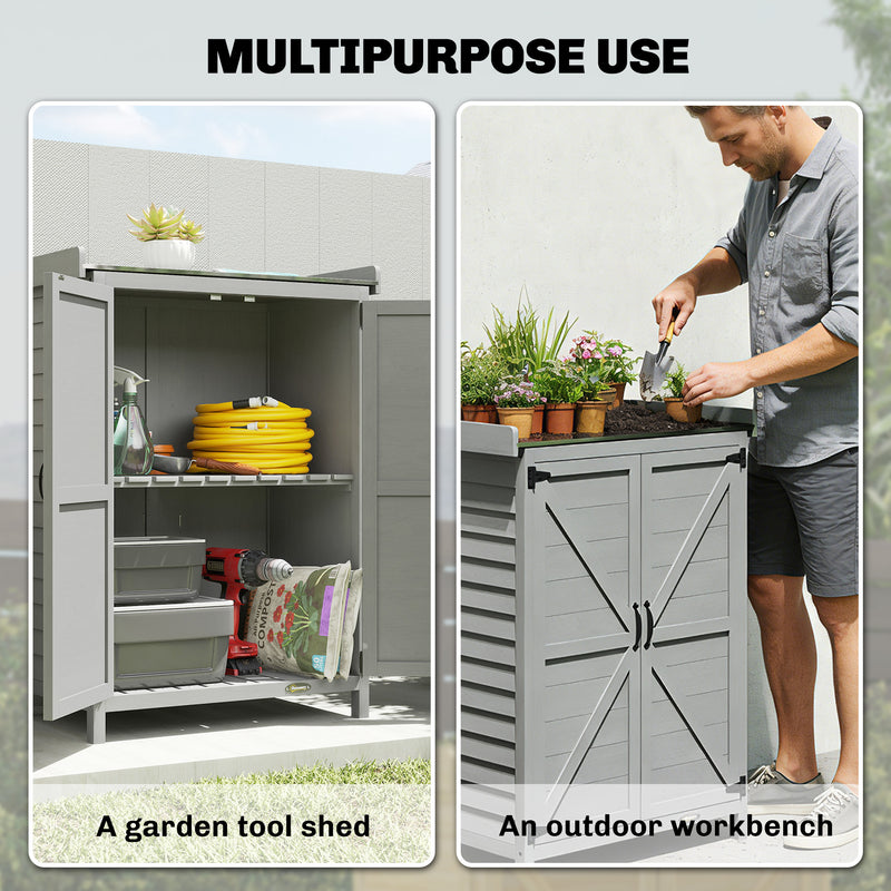 Potting Station with Storage Cabinet & Galvanised Steel Top for Organising Garden Tools and Supplies, Grey Outsunny