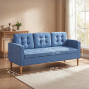 3 Seater Sofa with Hidden Storage for Small Living Rooms Blue AOSOM