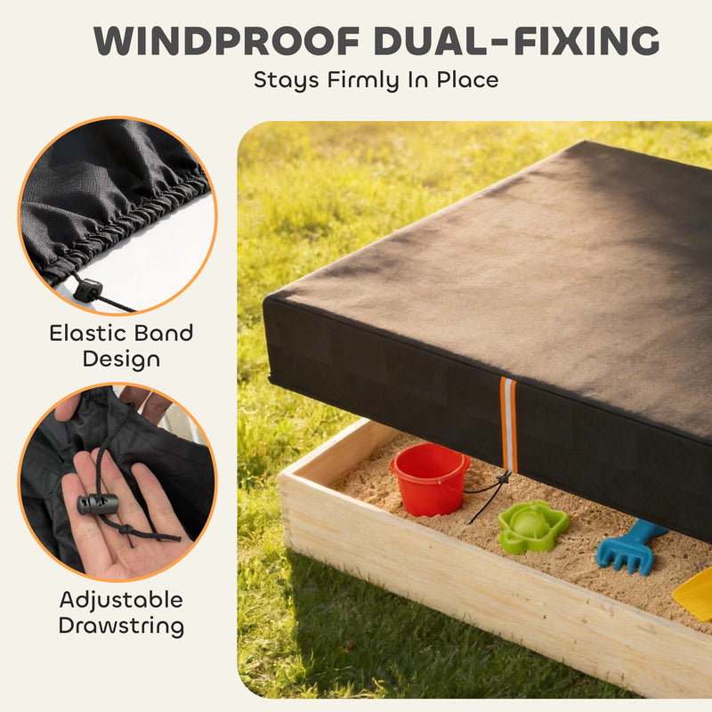 Sandpit Cover Waterproof Outdoor Protector Keeps Sand Clean and Dry Black AOSOM