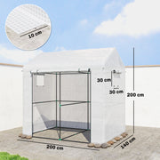 Two-Room Walk-In Greenhouse with Roll-Up Door & Mesh Windows – 140 x 200cm Outsunny