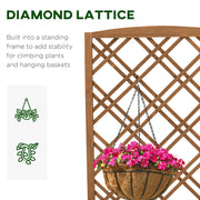 Wooden Raised Garden Planter With Trellis For Climbing Plants And Herbs Brown Outsunny