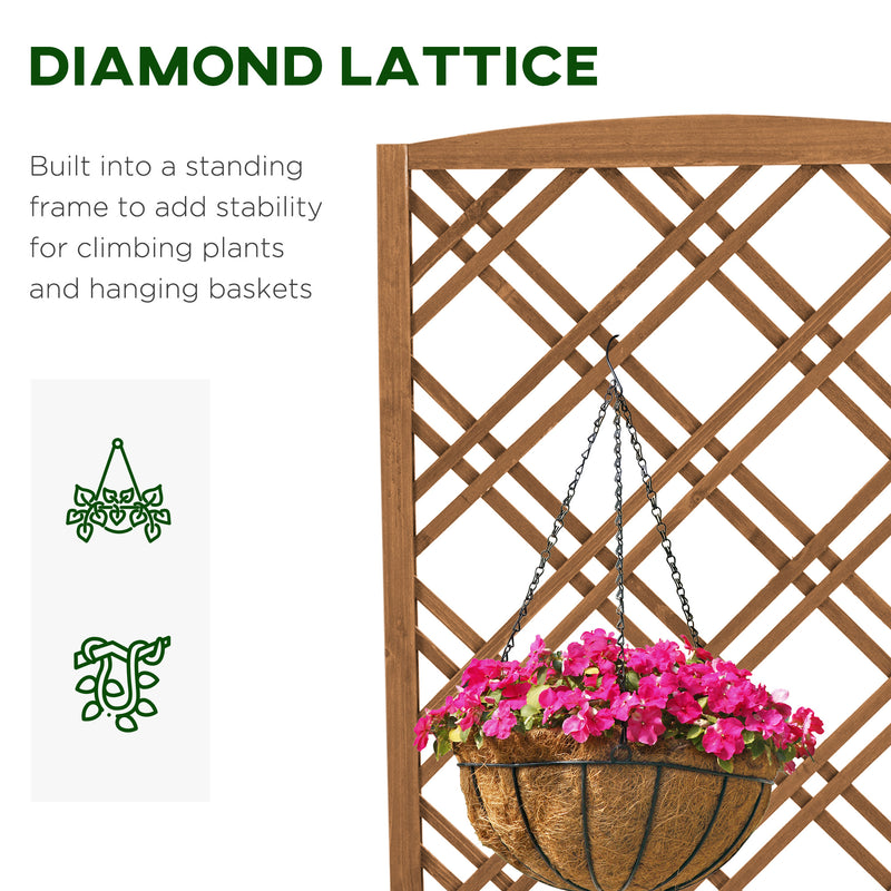 Wooden Raised Garden Planter With Trellis For Climbing Plants And Herbs Brown Outsunny